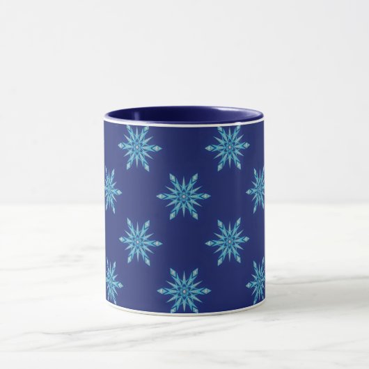 Blue Snowflakes Art Mug Cup (Centre)
