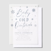 Blue Snowflakes Baby Het is koud buiten Baby showe Vellum Uitnodigingen (Offset)