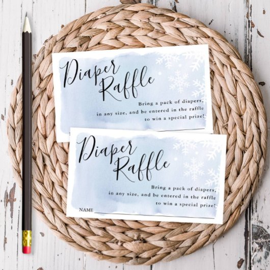 Blue Snowflakes Baby shower Raffle Ticket Informatiekaartje