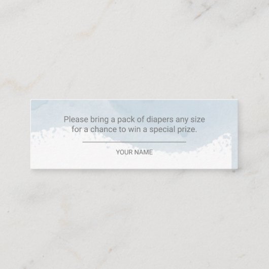 Blue Snowflakes Boy Baby shower Diaper Raffle Mini Visitekaartje (Achterkant)