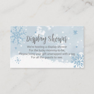 Blue Snowflakes Boy Baby shower Display Shower Informatiekaartje