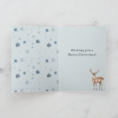 Blue Snowflakes Christmas Deer Train Kaart (Binnen)