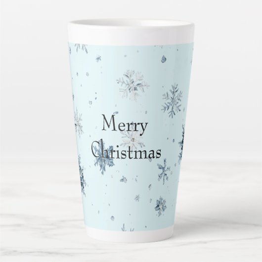 Blue Snowflakes Christmas Latte Mok (Voorkant)