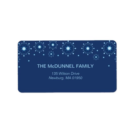 Blue Snowflakes étiquettes de adresse de vacances (Devant)