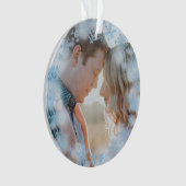 Blue Snowflakes First Kerstmarried Foto Ornament (voorkant)