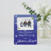 Blue Snowflakes Flat Holiday Carte photo (Debout devant)