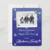 Blue Snowflakes Flat Holiday Carte photo (Devant)