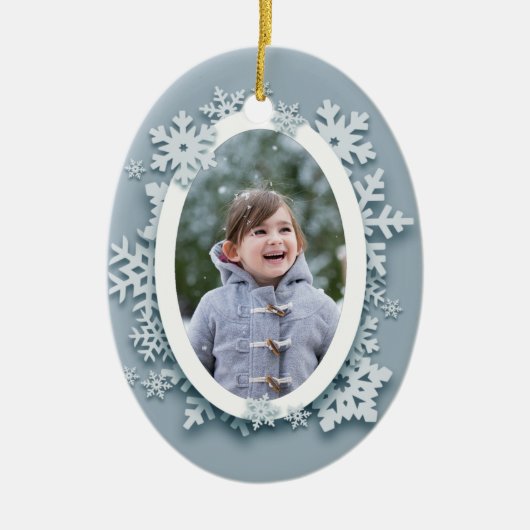 Blue Snowflakes foto Keramisch Ornament (Voorkant)