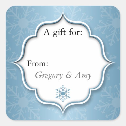 Blue Snowflakes Holiday Gift Label Stickers (Voorkant)