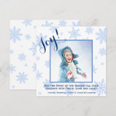 Blue Snowflakes Holiday Joy Square-fotokaart (Voorkant / Achterkant)