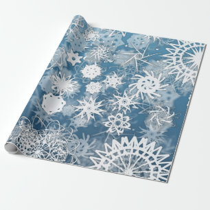 Blue Snowflakes Holiday Wrapping Paper Cadeaupapier