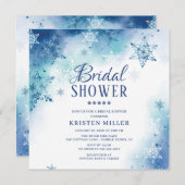 Blue Snowflakes Invitation à la douche nuptiale d' (Devant / Derrière)