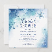 Blue Snowflakes Invitation à la douche nuptiale d' (Devant)