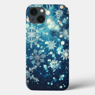Blue Snowflakes kerst iPhone 13 Hoesje
