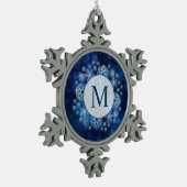Blue Snowflakes Monogram Pewter Snowflake Ornament (Links)