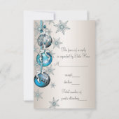 Blue Snowflakes Ornements Noël Party RSVP (Dos)