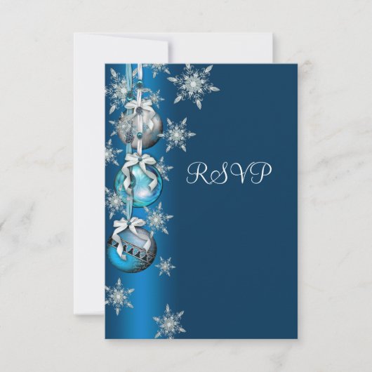 Blue Snowflakes Ornements Noël Party RSVP (Devant)