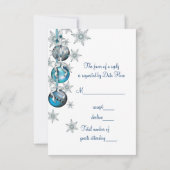 Blue Snowflakes Ornements Noël Party RSVP (Dos)