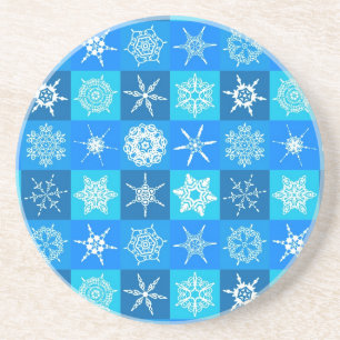 Blue Snowflakes Patroon Zandsteen Onderzetter