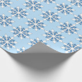 Blue Snowflakes Pattern Holiday Cadeaupapier (Hoek)