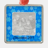 Blue Snowflakes Pattern Persoonlijke foto Metalen Ornament (Voorkant)