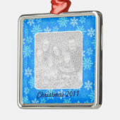 Blue Snowflakes Pattern Persoonlijke foto Metalen Ornament (Links)