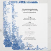 Blue Snowflakes sur le menu Mariage blanc (Devant / Derrière)