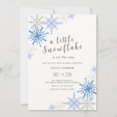 Blue Snowflakes Winter Baby shower Invitation Kaart (Voorkant)