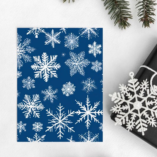 Blue Snowflakes Winter Briefkaart