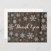 Blue Snowflakes Winter Rustic Wood Hartelijk dank (Voorkant / Achterkant)