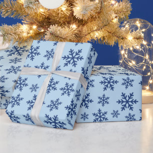 Blue Snowflakes Winter Verjaardag Cadeau Naadloos Cadeaupapier