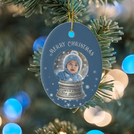 Blue Snowglobe Sneeuwvlok Foto Keramisch Ornament