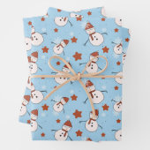 Blue Snowman Christmas Wrapping Paper (In situ)