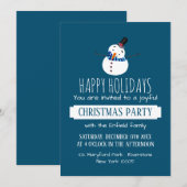 Blue Snowman, Invitation à la fête de Noël (Devant / Derrière)
