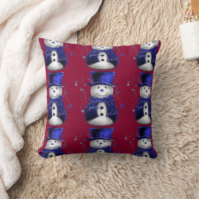 Blue Snowman Kerstmis Kussen (Deken)