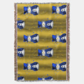 Blue Snowman op Gold Kerstmis Deken (Voorkant Verticaal)