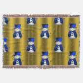 Blue Snowman op Gold Kerstmis Deken (Voorkant)