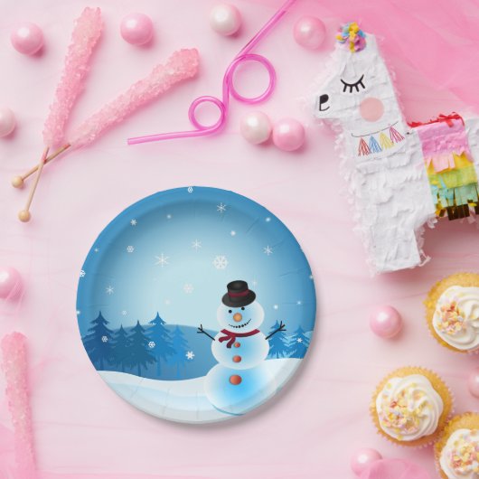Blue Snowman Papieren Bordje (Feest)