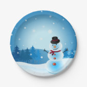 Blue Snowman Papieren Bordje (Voorkant)