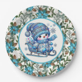 Blue Snowman Papieren Bordje (Voorkant)