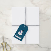 Blue Snowman Prettige feestdagen Cadeaulabel (Met Touw)