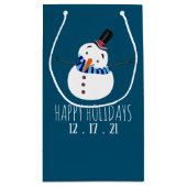 Blue Snowman Prettige feestdagen Klein Cadeauzakje (Achterkant)