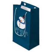 Blue Snowman Prettige feestdagen Klein Cadeauzakje (Voorkant Gekanteld)