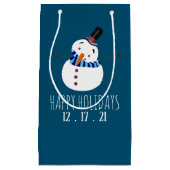 Blue Snowman Prettige feestdagen Klein Cadeauzakje (Voorkant)