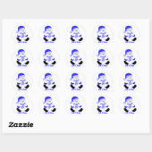 Blue Snowman Ronde Sticker (Vel)