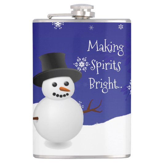 Blue Snowman scène d'hiver Flacon de Noël (Devant)