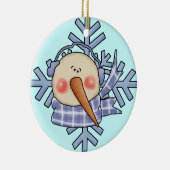 Blue Snowman Snowflakes Ornement de vacances (Droite)