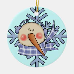 Blue Snowman Snowflakes Ornement de vacances