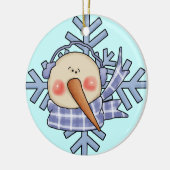 Blue Snowman Snowflakes Ornement de vacances (Gauche)