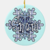 Blue Snowman Snowflakes Ornement de vacances (Dos)